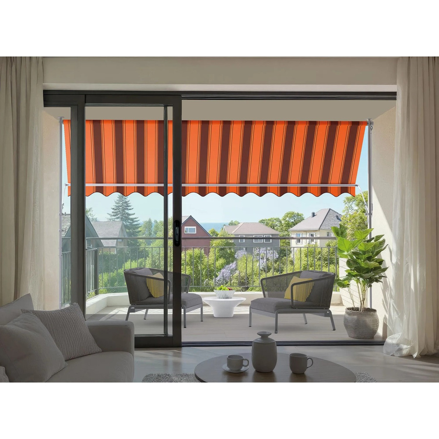 Spettmann Fallarmmarkise Line Weiß und Orange-Braun aus 100 % Polyester, Breite: 350 cm, Ausladung: 150 cm - Bild 2