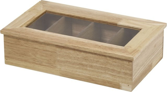 APS Teebox aus Holz Rubberwood in Natur, B/T/H: 20 x 33,5 x 9,5 cm - Bild 1