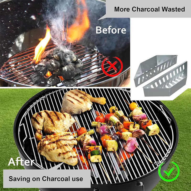 Char Holder Holzkohlekorb aus Edelstahl in Silber kompatibel mit Weber Grillzubehör LMETJMA - Bild 6