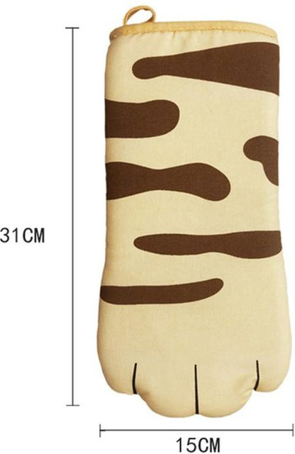SEEQS Ofenhandschuhe mit Katzenpfoten-Design in Beige, hitzebeständige und rutschfeste Backofenhandschuhe aus Baumwolle - Bild 1
