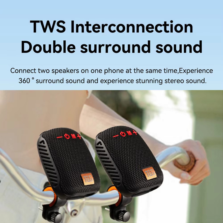 T&G TG392 Outdoor Bluetooth Lautsprecher Schwarz, Tragbare Wasserdichte Drahtlose Sound Box für das Fahrrad - Bild 2