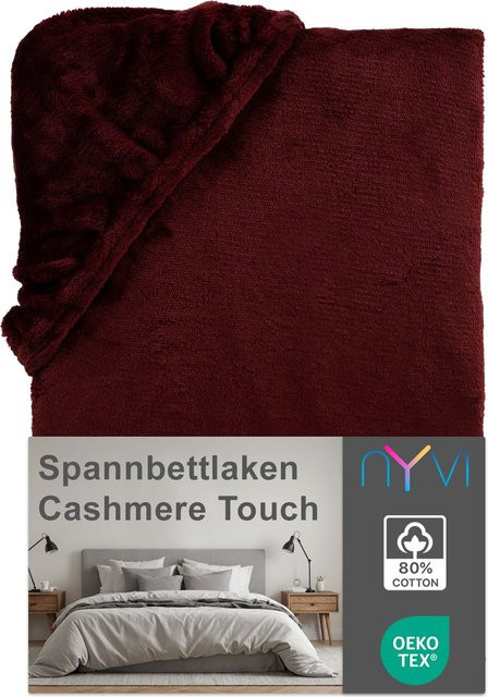 NYVI DreamScience Cashmere Touch Spannbettlaken aus Mikrofaser, Farbe: Bordeaux, B/T: 100 x 200 cm, Matratzenhöhe bis 22 cm - Bild 1