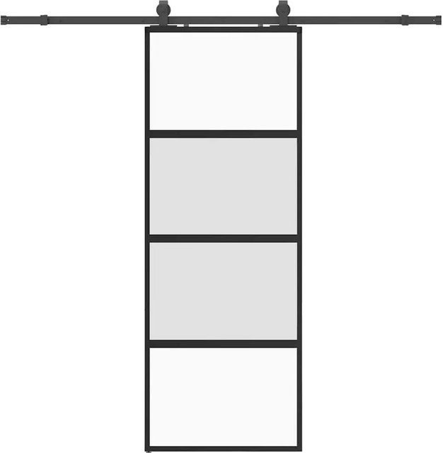 vidaXL Schiebetür aus Glas mit Beschlag in Schwarz, modern, B: 76 cm, H: 205 cm - Bild 1