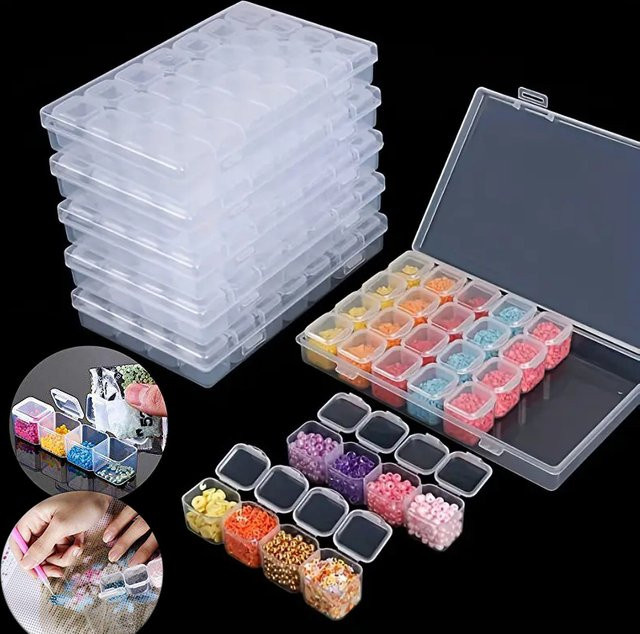 Transparente Gitter-Aufbewahrungsbox aus Kunststoff für Diamant-Stickerei-Zubehör, Mehrfarbig - Bild 1