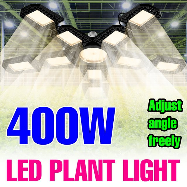 Verformbare LED-Pflanzenwachstumslampe mit Vollspektrum, 400 W, E27-Sockel, Schwarz - Bild 1