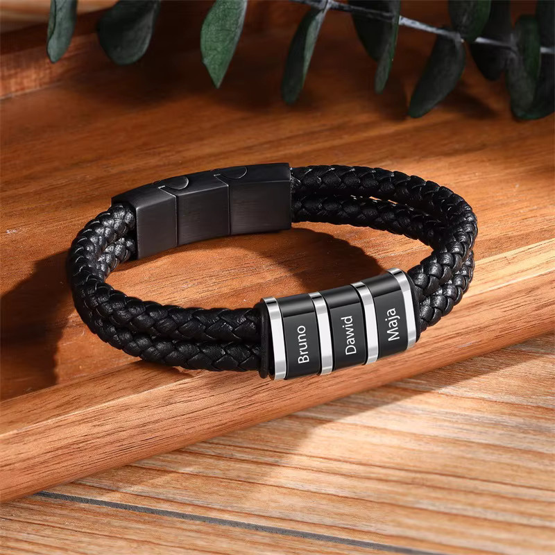 XCL Armband, geflochtenes Leder, Schwarz, Herren - Bild 2