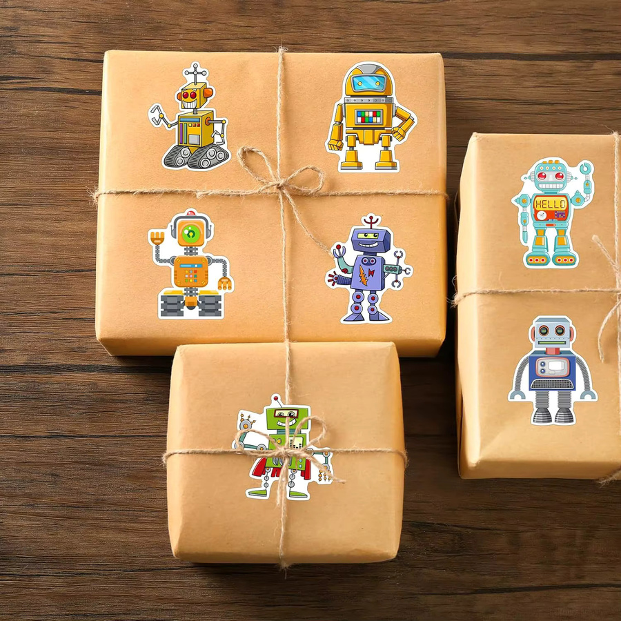 Bunte Cartoon Roboter Aufkleber für Kinder als Party Geschenk und Schreibwaren Dekoration, 100 Stück - Bild 3