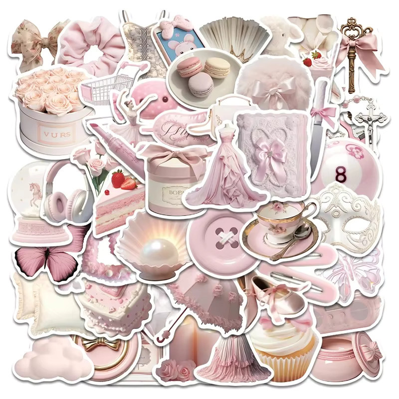 Rosa Coquette DIY Aufkleber-Set, 50-teiliges Set, pink - Bild 1