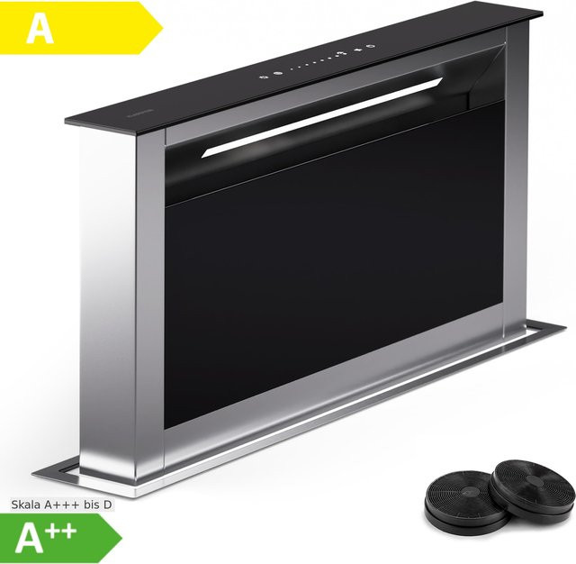 Klarstein Royal Flush Eco Slim 60 Dunstabzugshaube in Silver aus Edelstahl, Downdraft Einbauhaube, Breite: 60 cm, Luftleistung: 713 m³/h, Energieeffizienzklasse A - Bild 1