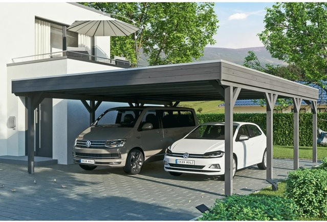 Skan Holz Carport Grunewald aus Fichten-Leimholz mit EPDM-Dach in Schiefergrau, B: 622 cm, T: 796 cm, H: 255 cm - Bild 1