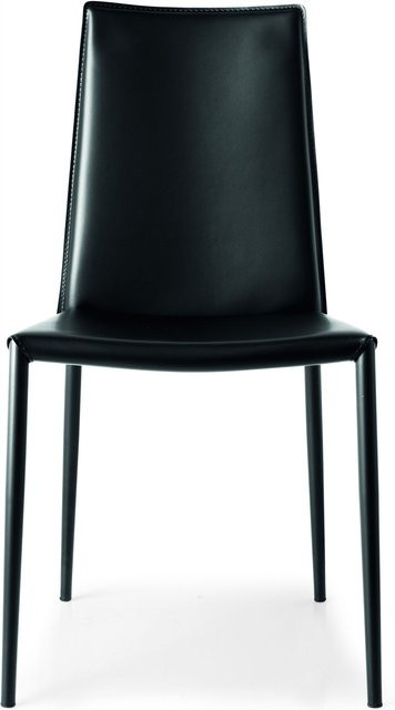 Polsterstuhl BOHEME von Calligaris aus schwarzem Leder, B/T/H: 45 x 52 x 90 cm - Bild 1