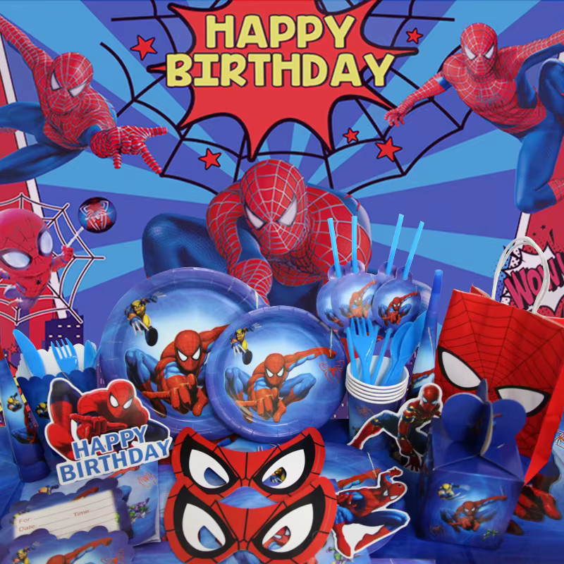 Marvel SpiderMan Geburtstagsparty-Dekorationsset mit bunten Latexballons, Aluminiumfolienballons, Banner und Einweggeschirr für Kinder - Bild 2