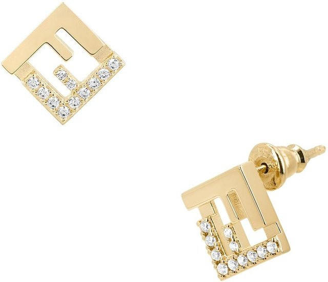 Fendi Ohrstecker, Gold, Kristall, Damen, beige - Bild 1