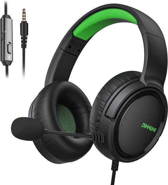 BINNUNE BG02 Gaming-Headset mit Mikrofon für PS5, PS4, Xbox Series, Xbox One, PC und Switch, kabelgebundene Gaming-Kopfhörer in Schwarz oder Weiß - Bild 1