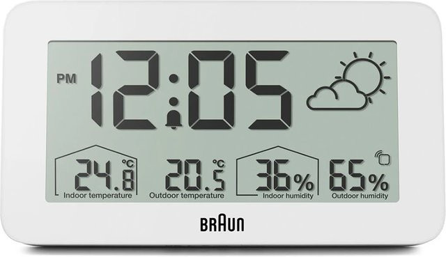 Braun BC13WP digitaler Wecker mit Wetterstation in Weiß - Bild 1