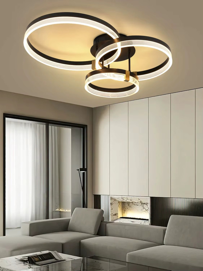 Oyajia LED-Deckenleuchte mit 3 Ringen, dimmbar, 42 W, 3-farbiges Licht mit Fernbedienung, Durchmesser: 70 cm - Bild 7