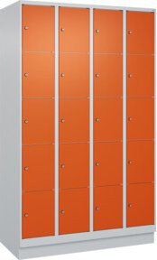 C+P Schließfachschrank Classic PLUS mit Sockel, 4 Abteile, Grau mit Reinorange Front, H x B x T: 195 x 120 x 50 cm - Bild 1