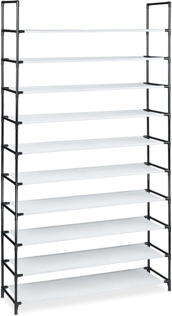Relaxdays Schuhregal Stecksystem XXL aus Metall in Weiß, höhenverstellbar, B/T/H: 99 x 29,5 x 176,5 cm - Bild 1