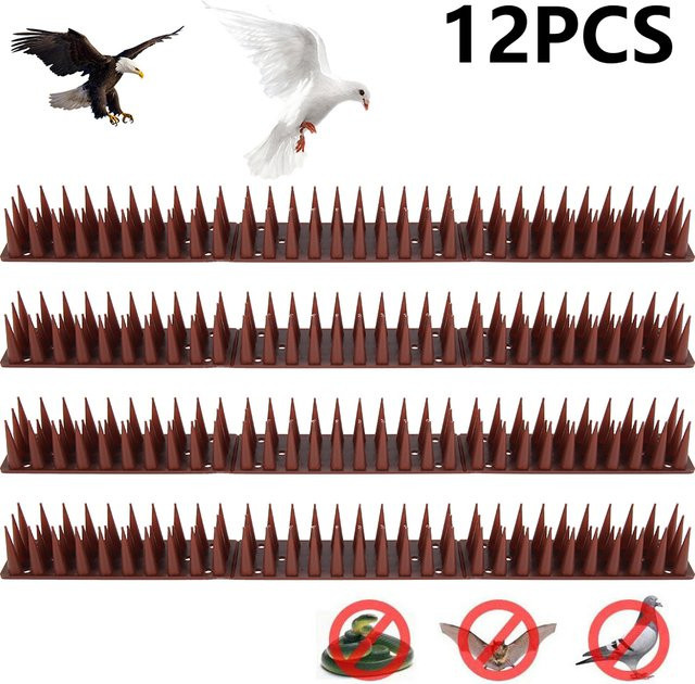 12 Stück Vogel Abwehr Spikes aus Kunststoff zur Abschreckung von Tauben und Katzen für Zaun und Wand - Bild 1