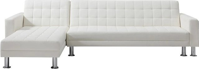 Vente-unique Schlafsofa Willis in Weiß, L-Form mit Schlaffunktion und Kunstleder-Bezug - Bild 1