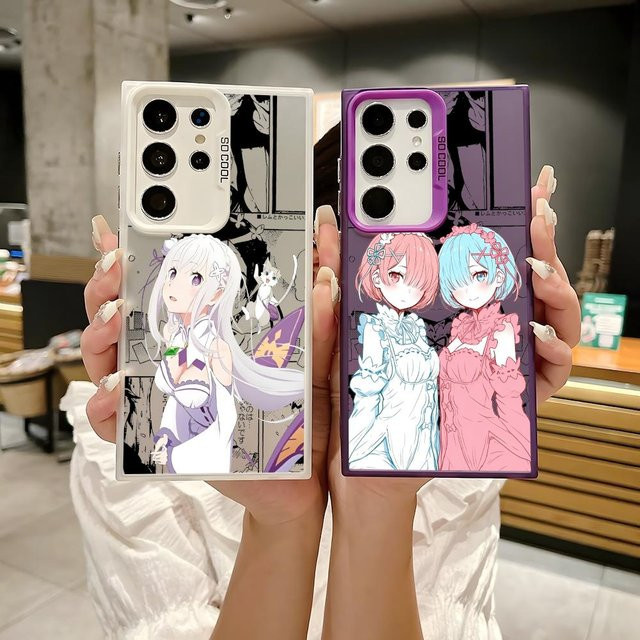 Anime Handytasche R-Re Z-Zeros für Samsung Galaxy S25 Edge S24 S23 S22 S21 S20 Ultra aus Silikon in Silber - Bild 1