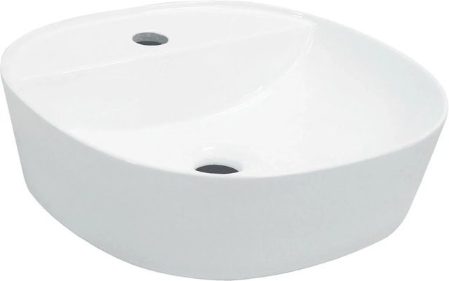 Kerra Aufsatzwaschbecken KR-850 aus Keramik in Weiß Glänzend, Oval, Breite: 40 cm, Tiefe: 120 cm - Bild 1