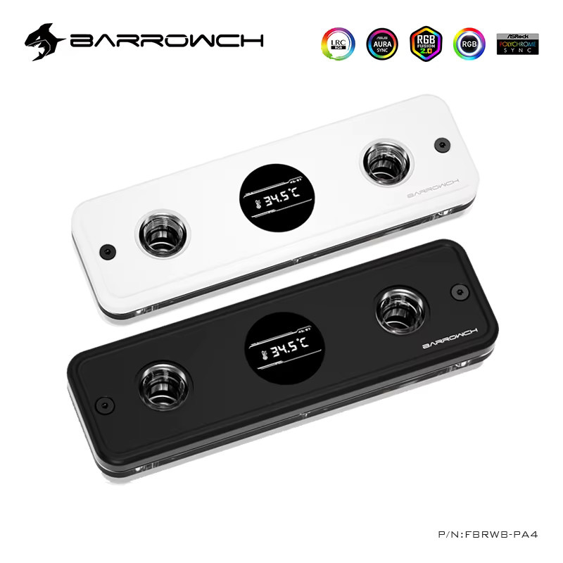 Barrowch RAM-Wasserblock FBRWB-PA4 Speicherkühler mit Temperaturüberwachungsanzeige für DDR5/DDR4/DDR3 in Schwarz oder Weiß - Bild 2