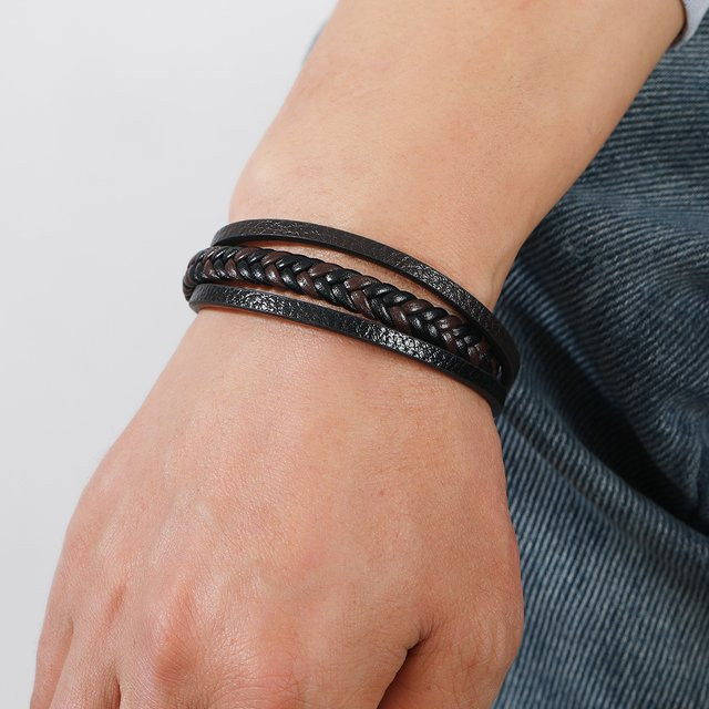 Noter Armband, PU Leder, Edelstahl, Schwarz, Herren - Bild 1