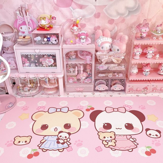 Sanrio Schreibtischunterlage Cartoon-Mädchen in Rosa aus Polyesterfaser - Bild 1