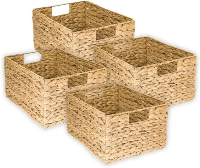 HMF Aufbewahrungskorb aus Wasserhyazinthe und Seegras mit Metallrahmen, beige, B/T/H: 36 x 28 x 20 cm - Bild 1