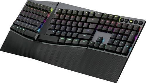 Perixx PERIBOARD-835 BR DE Bluetooth mechanische Tastatur mit QWERTZ Layout in Schwarz, beleuchtet und ergonomisch - Bild 1