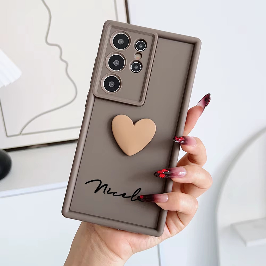 Personalisierte 3D-Liebesherz Handyhülle für Samsung Galaxy S20 bis S25 Serie 5G Softcover in Schwarz - Bild 1