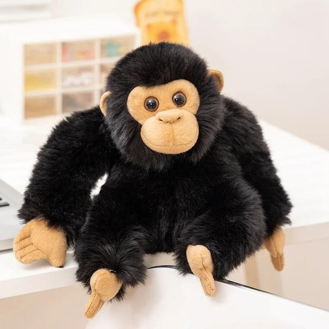 Schwarzes Schimpansen-Stofftier, Plüschtier, 20cm, ab 14 Jahren - Bild 1