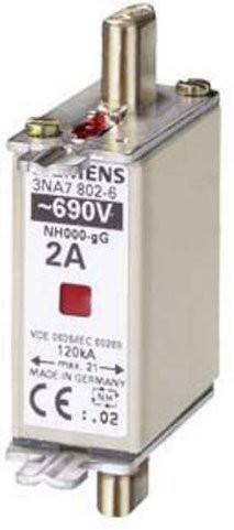 Siemens Sicherungseinsatz 3NA7802-6, Größe 0, 2A, 690V, Silber, 3 Stück - Bild 1