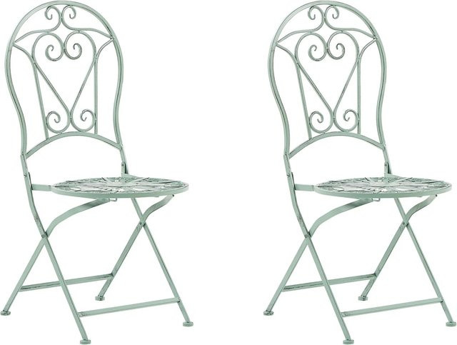 Beliani Gartenstuhl aus Metall in Grün im Retro-Design, B/T/H: 57 x 42 x 95 cm - Bild 1
