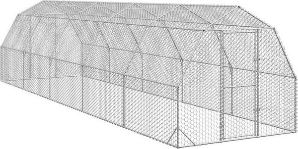 Hühnerstall von Yiwydaa aus verzinktem Stahl mit Drahtgeflecht in Silber, B/T/H: 10 x 2,5 x 2,25 m