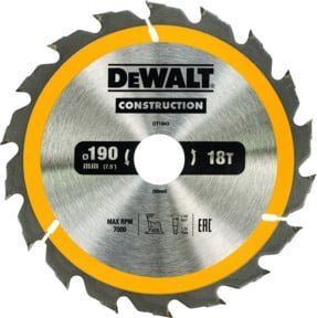 DeWalt Kreissägeblatt für Handkreissägen, Durchmesser: 190 mm, Bohrung: 30 mm, Farbe: Silber - Bild 1