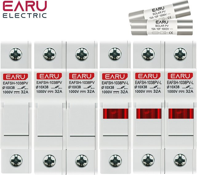 EARU Sicherungshalter Set für Solar-Photovoltaiksysteme DC1000V 10x38mm Farbe Weiß - Bild 1
