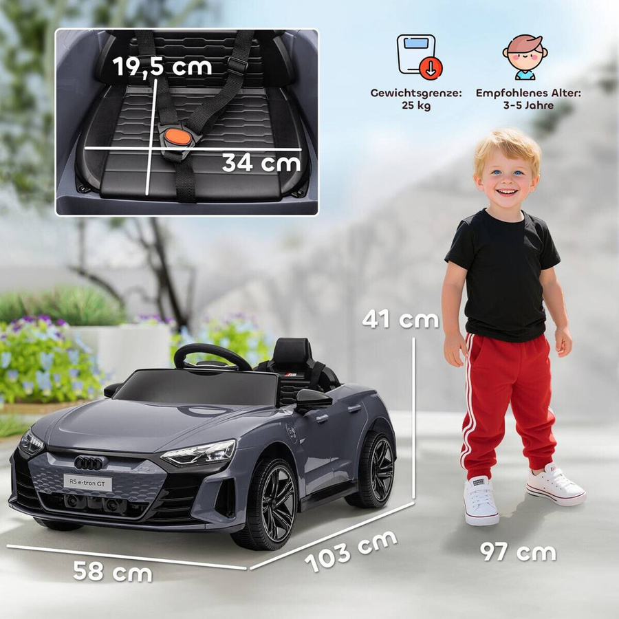 HOMCOM Kinder Elektroauto Grau mit Licht und Sound ab 3 Jahren - Bild 4