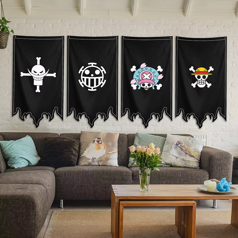 One Piece Anime Flagge Bandai Piratenschiff Dekoration aus Polyester in Schwarz - Bild 2