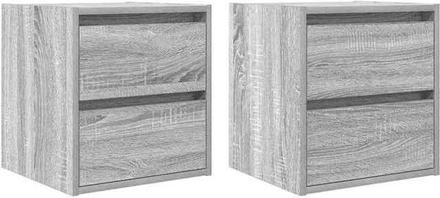 vidaXL Wand-Nachttische 2er-Set in Grau Sonoma, B/T/H: 38 x 34 x 40 cm - Bild 1