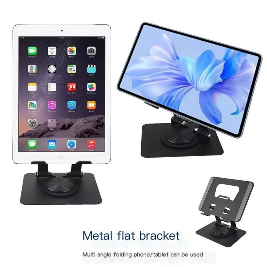 Maerknon Faltbarer Handyhalter und Tablet-Ständer 360 Grad Drehbar, Höhenverstellbare und Rutschfeste Halterung für iPad Pro, Air und Mini in Schwarz oder Silber - Bild 2