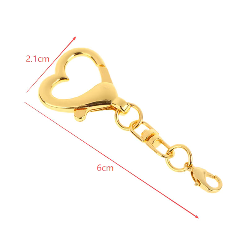 Velishy Schlüsselring Herz, Karabinerverschluss Kette, Messing, Gold - Bild 2