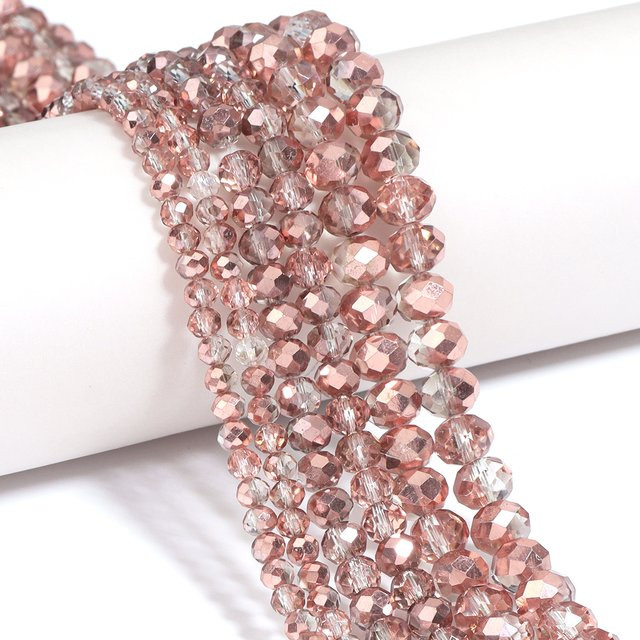 lingsai Perlen, facettiert, Rose Braun, Kristall Glas, 4/6/8mm - Bild 1
