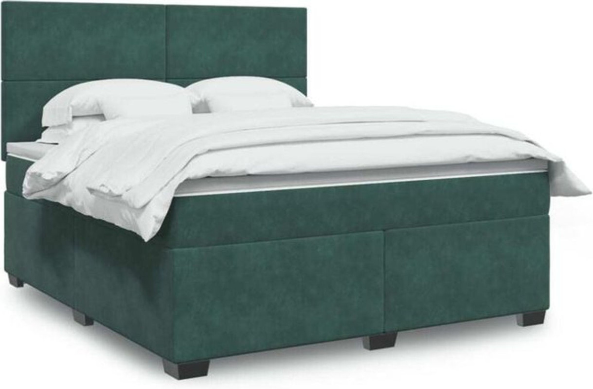 vidaxl Boxspringbett mit Matratze aus Samt in Grün, B/T/H: 180 x 200 x 150,5 cm - Bild 1