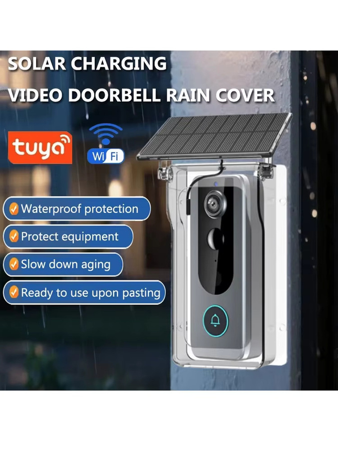 Tuya Drahtlose Video Türklingel mit Solar Panel, Wifi und PIR Bewegungssensor, inklusive Regenabdeckung in Transparent - Bild 6