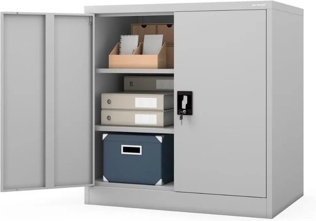 JAN NOWAK Aktenschrank BEATA Abschließbarer Metallschrank für Büro und Werkstatt Grau H x B x T: 93 x 90 x 60 cm - Bild 1