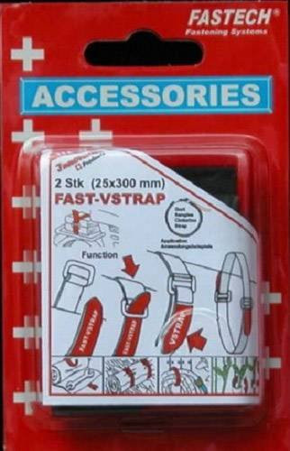 FASTECH 688-330KC Klettband mit Gurt Haft- und Flauschteil, Schwarz und Rot, Länge: 300 mm, Breite: 25 mm, 2 Stück - Bild 1