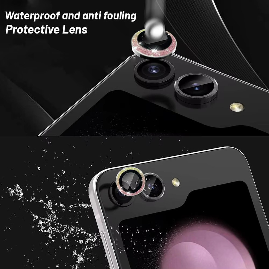 Eagle Eye Glitzer-Objektivfolie für Samsung Galaxy Z Flip 6, Kamera-Displayschutzfolie aus gehärtetem Glas in Silber - Bild 4