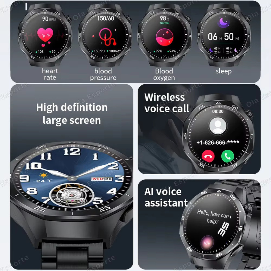 Ola Esporte Smartwatch, Silber, 1,53 Zoll, Herren, Bluetooth, GPS, NFC - Bild 2